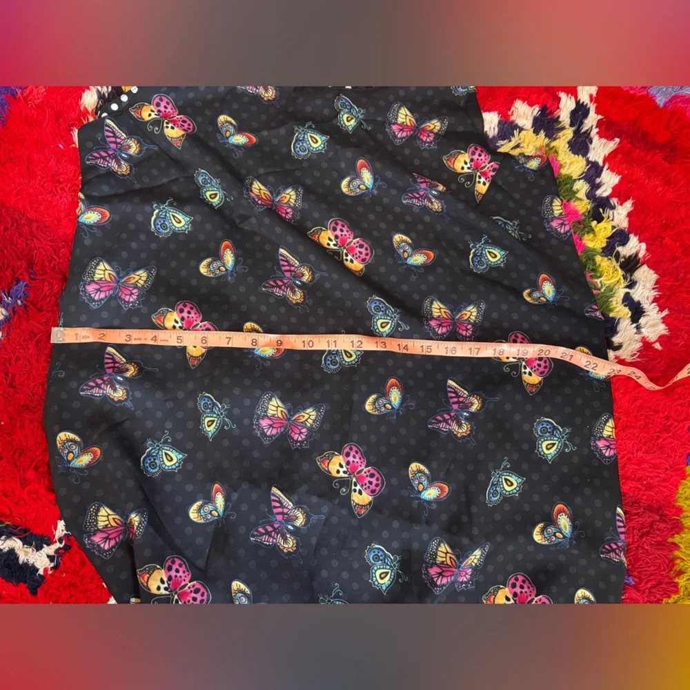 90s Vintage Cynthia Taylor Black & White Polka Dot Buttefly Slip Dress Sz 1X - Picture 6 of 8